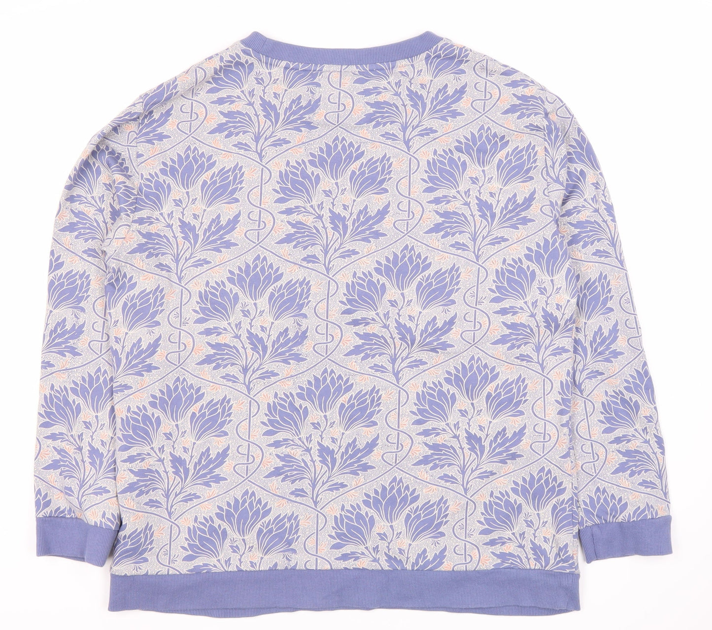 Night Owl Women's Purple Floral Print Pullover Sweatshirt M