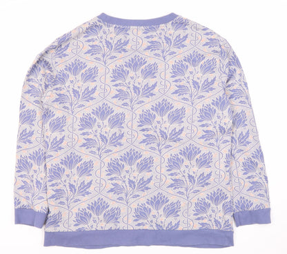 Night Owl Women's Purple Floral Print Pullover Sweatshirt M