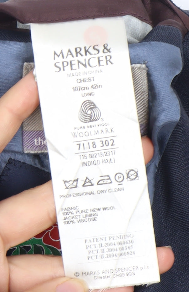 Marks and Spencer Men's Blue Wool Jacket Size L