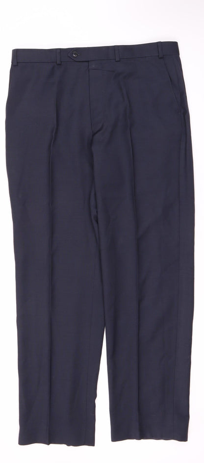 Marks and Spencer Men's Blue Wool Dress Pants 36