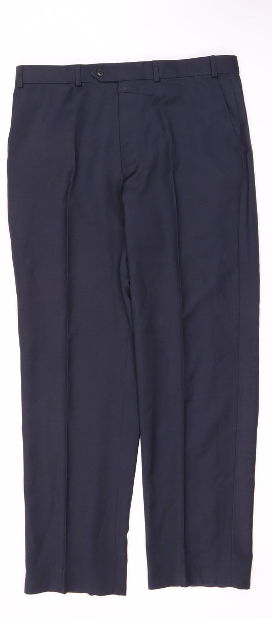Marks and Spencer Men's Blue Wool Dress Pants 36