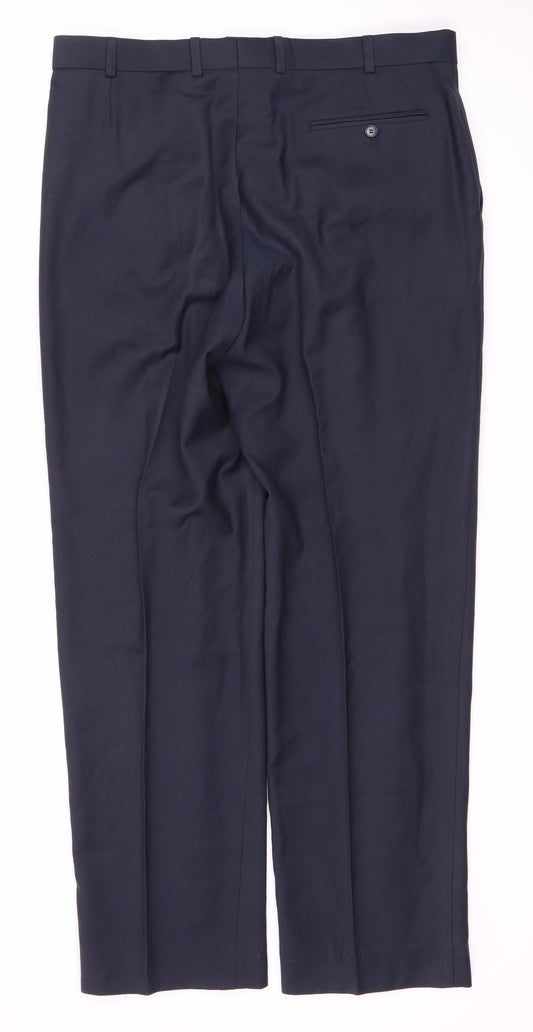 Marks and Spencer Men's Blue Wool Dress Pants 36
