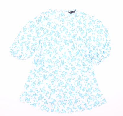 Marks and Spencer Women's Blue Floral Dress Size 12