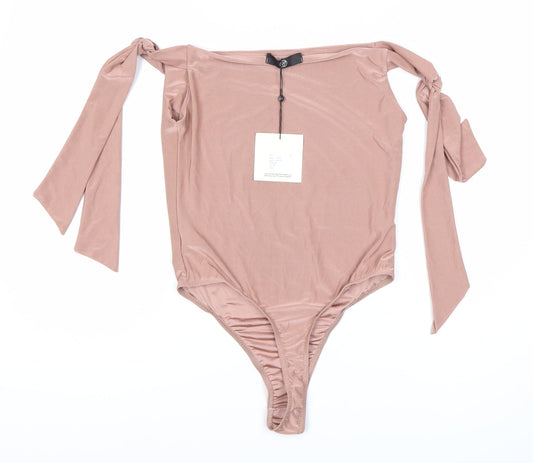Missguided Women's Pink Long Sleeve Bodysuit Size 10