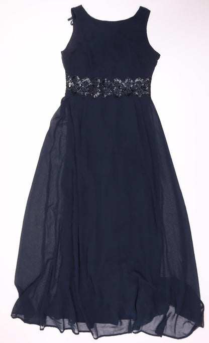 AX Paris Women's Blue Embroidered Party Dress Size 12