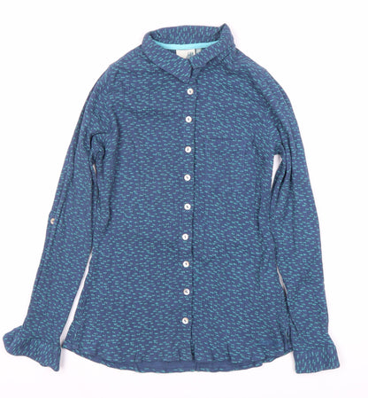 Womens UK Size 12 Weird Fish Blue Basic Button-Up
