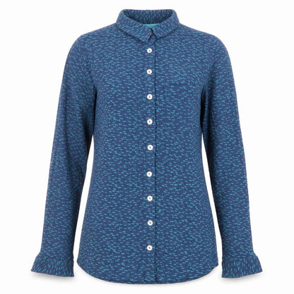 Womens UK Size 12 Weird Fish Blue Basic Button-Up
