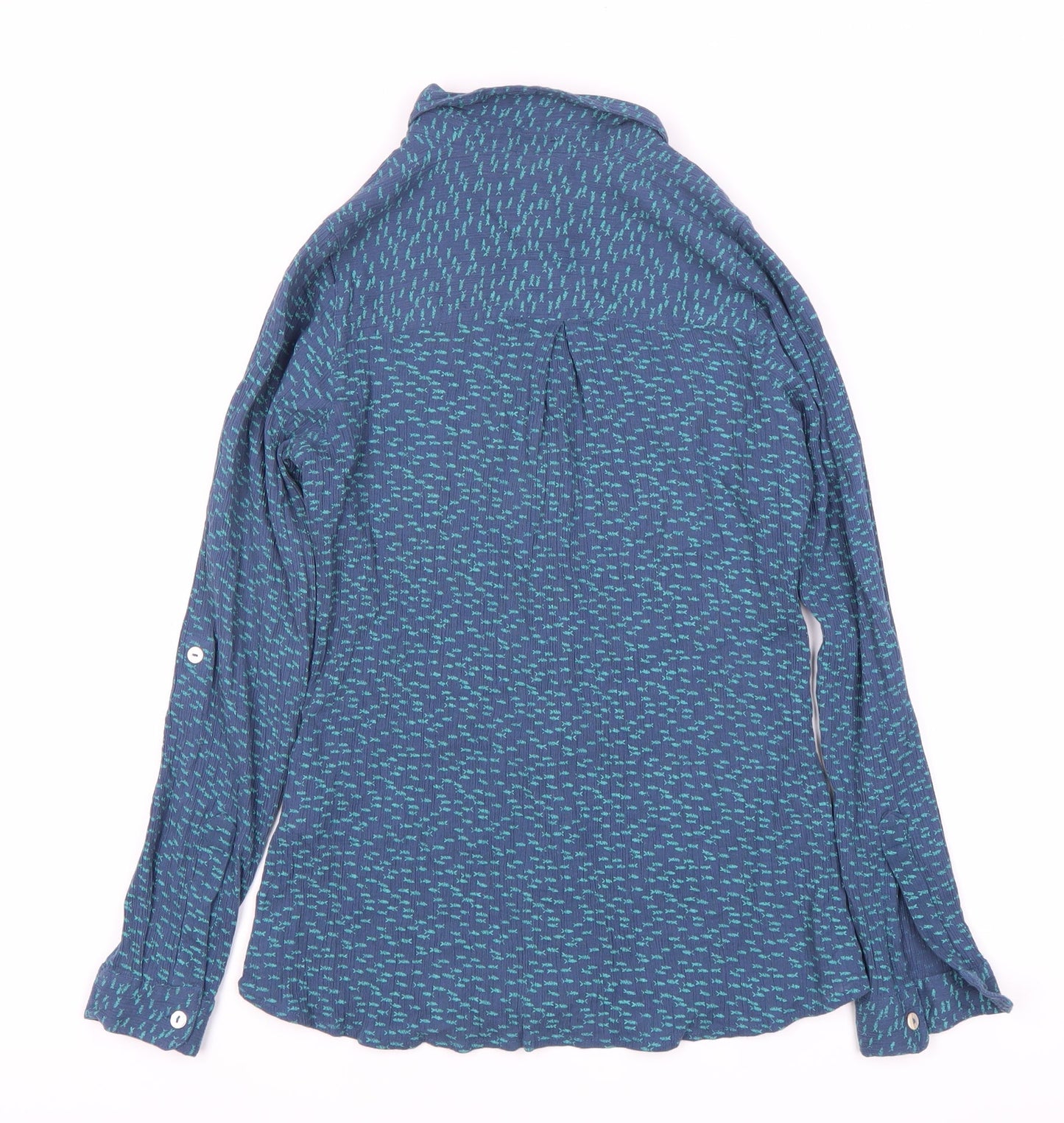 Womens UK Size 12 Weird Fish Blue Basic Button-Up