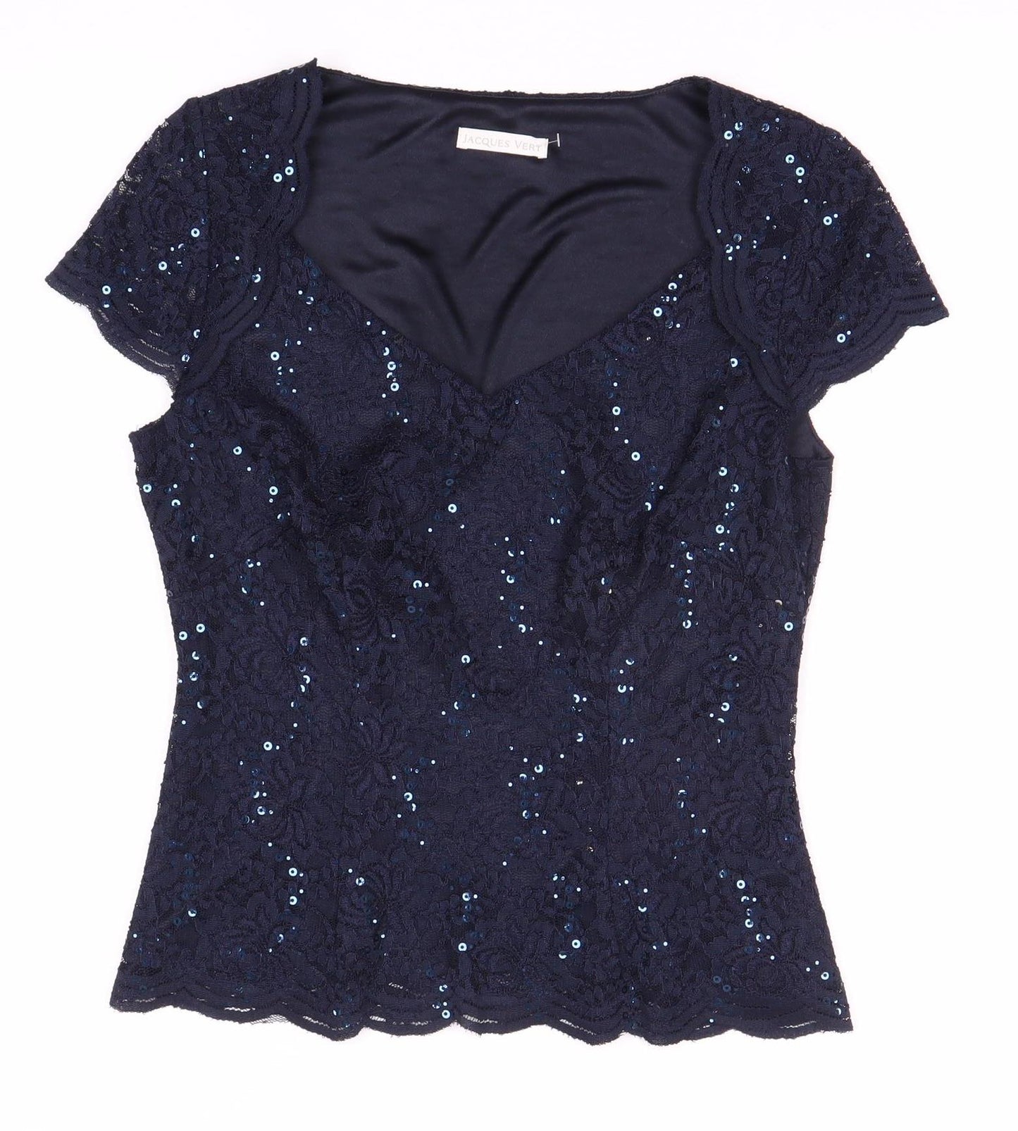 Jacques Vert Women's Blue Sequin Blouse, Size S