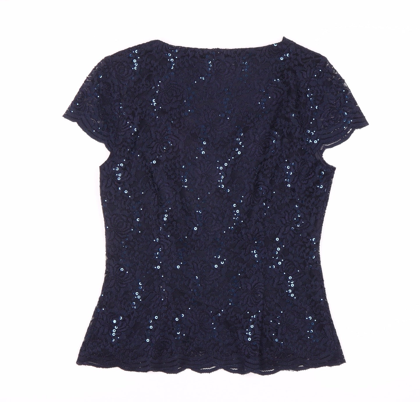 Jacques Vert Women's Blue Sequin Blouse, Size S