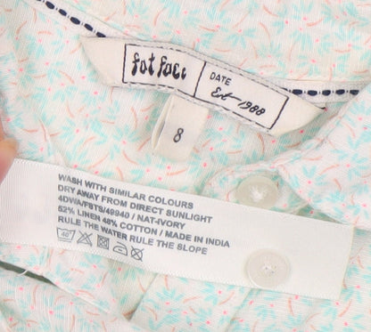 Womens UK Size 8 Fat Face Ivory Basic Button-Up