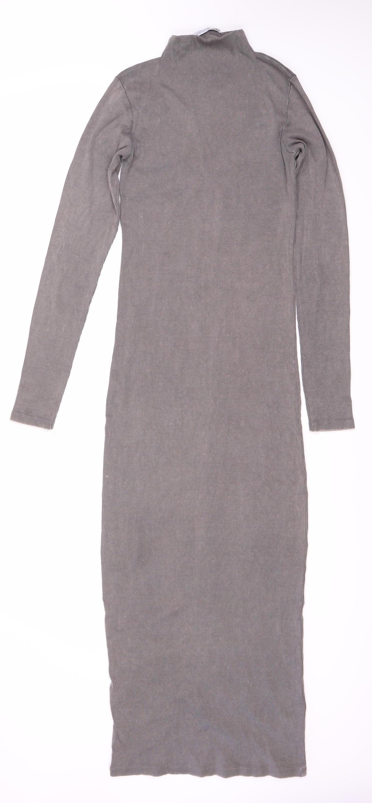 Zara Women's Grey Long Sleeve Dress Size 8