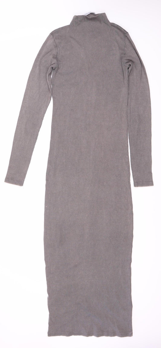 Zara Women's Grey Long Sleeve Dress Size 8