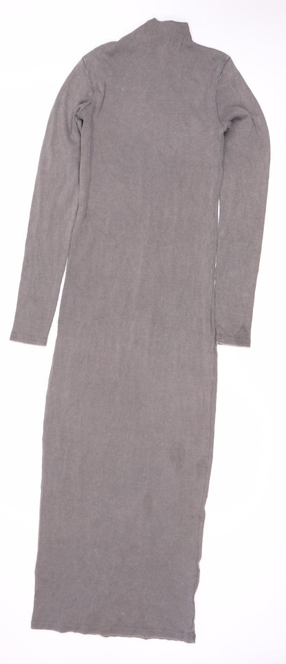 Zara Women's Grey Long Sleeve Dress Size 8