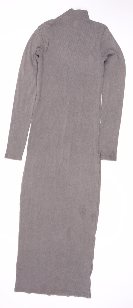 Zara Women's Grey Long Sleeve Dress Size 8