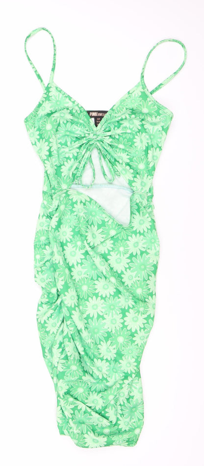 Pink Vanilla Women's Green Floral Dress Size 8