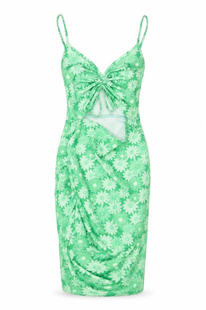 Pink Vanilla Women's Green Floral Dress Size 8