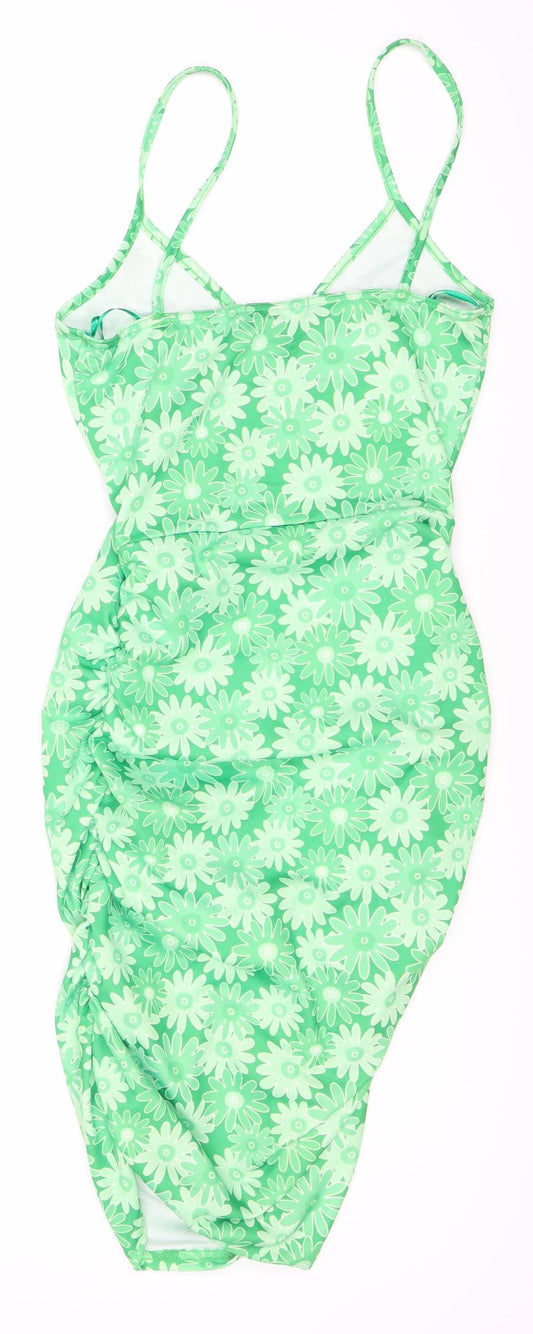 Pink Vanilla Women's Green Floral Dress Size 8