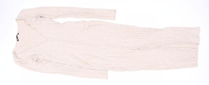 ZARA Women Beige Knit Dress, Long Sleeve, Size S