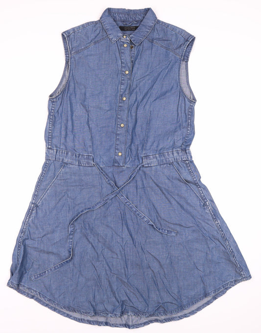 AllSaints Women's Blue Chambray Shirt Dress Size 8