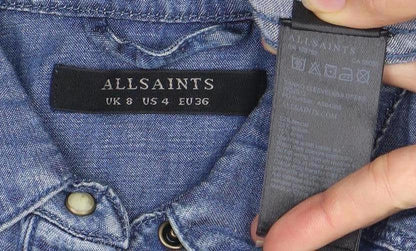 AllSaints Women's Blue Chambray Shirt Dress Size 8