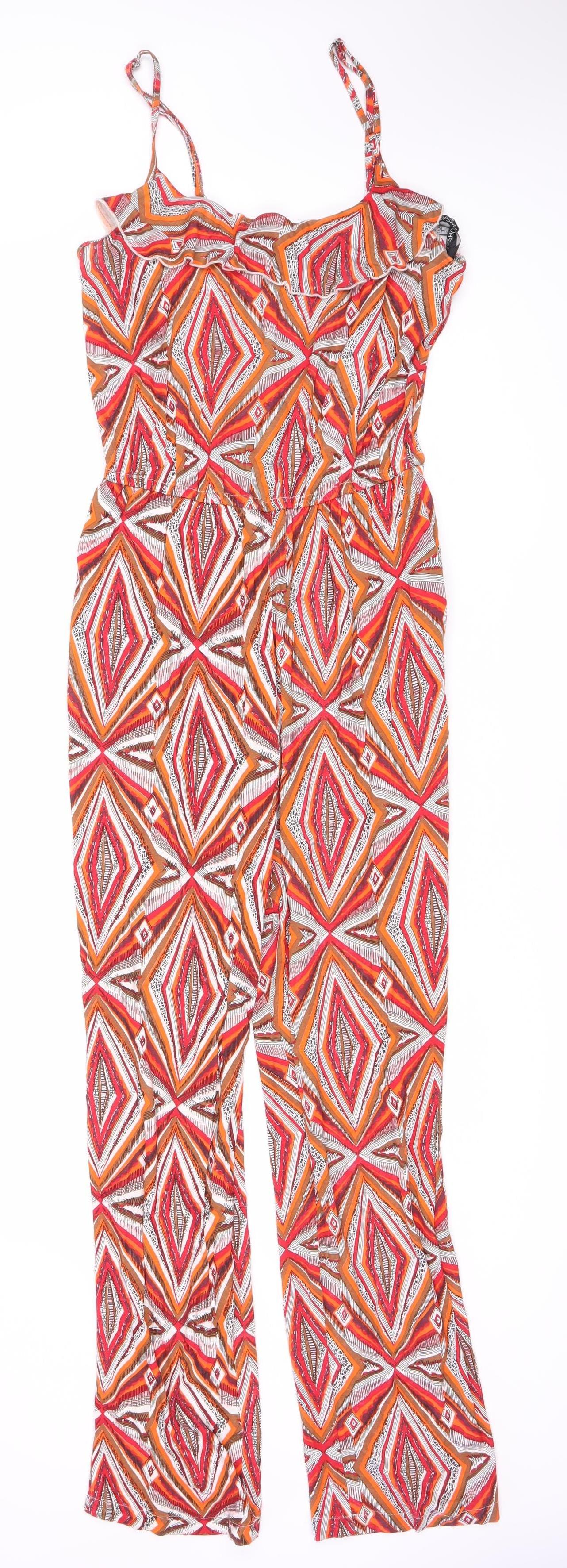 Topshop Women's Multicoloured Jumpsuit Size 12 Wide-Leg
