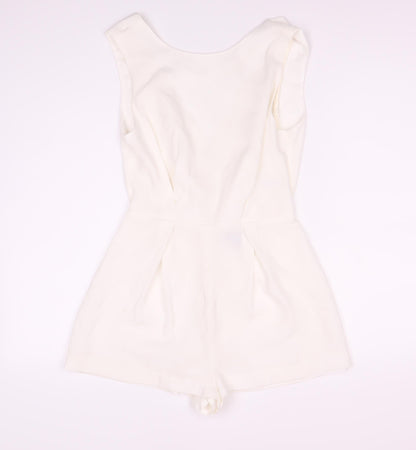 Topshop Women’s White Sleeveless V-Neck Playsuit Size 8