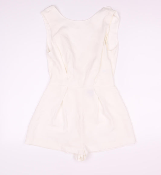 Topshop Women’s White Sleeveless V-Neck Playsuit Size 8