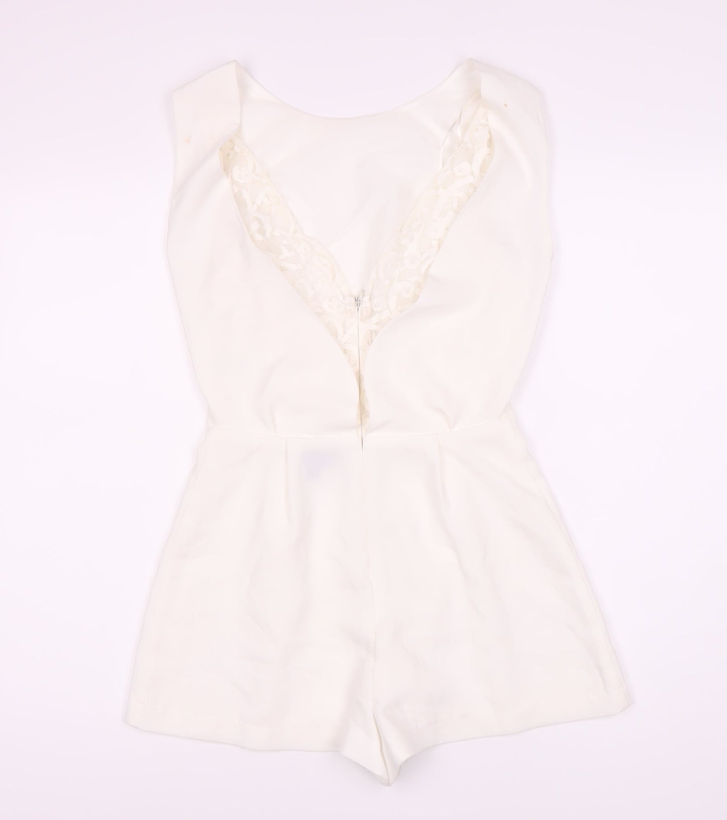 Topshop Women’s White Sleeveless V-Neck Playsuit Size 8