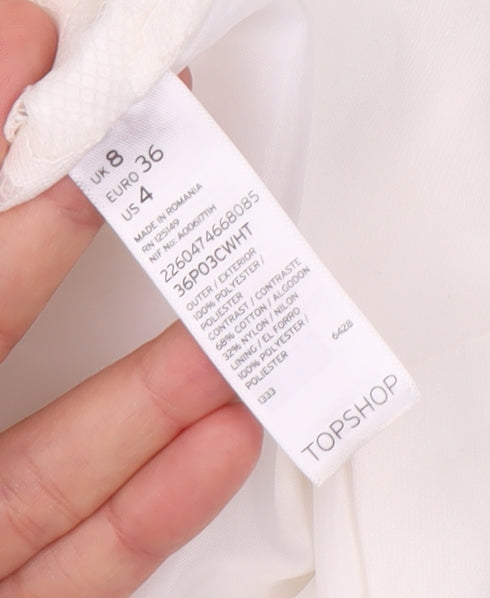 Topshop Women’s White Sleeveless V-Neck Playsuit Size 8