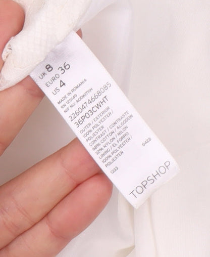 Topshop Women’s White Sleeveless V-Neck Playsuit Size 8