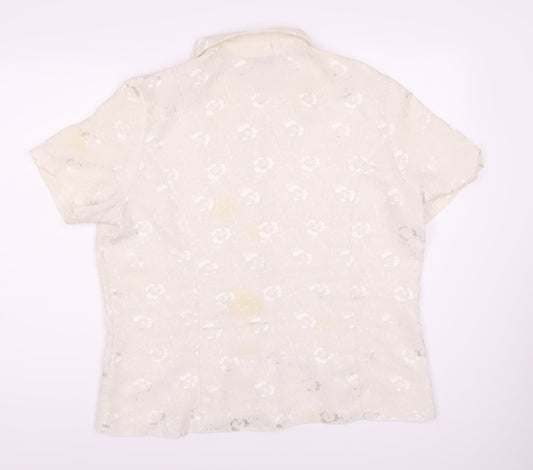 Bonmarche Women's White Floral Button-Up Shirt Size 20