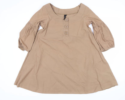 Topshop Women's Brown Balloon Sleeve Dress