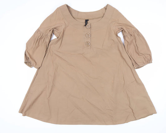 Topshop Women's Brown Balloon Sleeve Dress