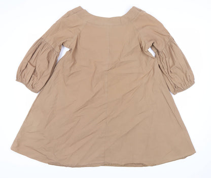 Topshop Women's Brown Balloon Sleeve Dress
