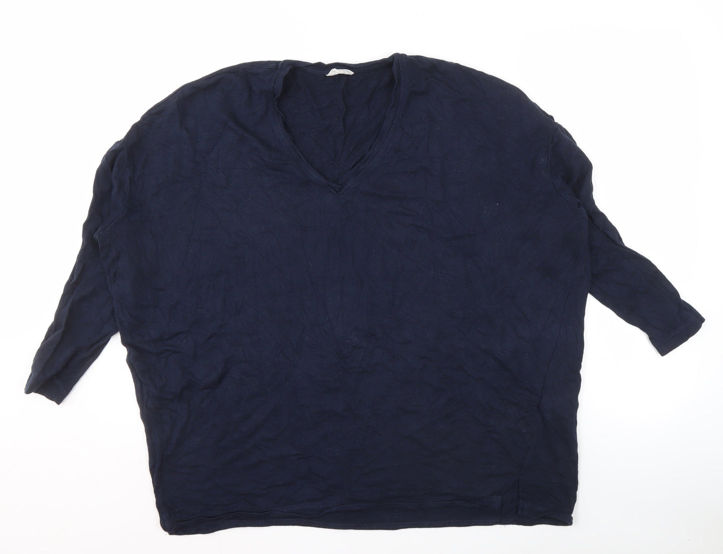 Hush Women's Blue V-Neck Top, Medium, Relaxed Fit