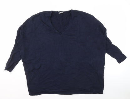 Hush Women's Blue V-Neck Top, Medium, Relaxed Fit