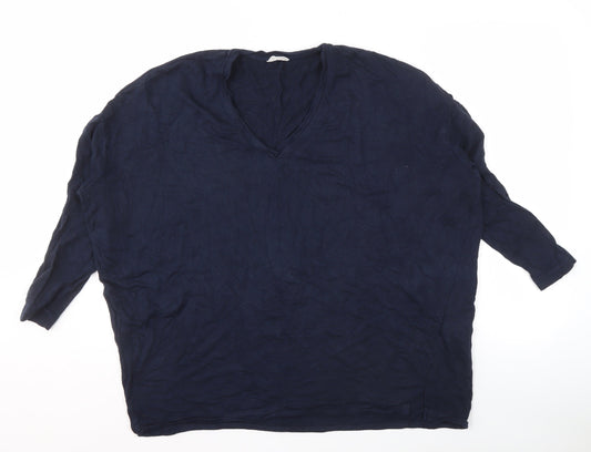 Hush Women's Blue V-Neck Top, Medium, Relaxed Fit