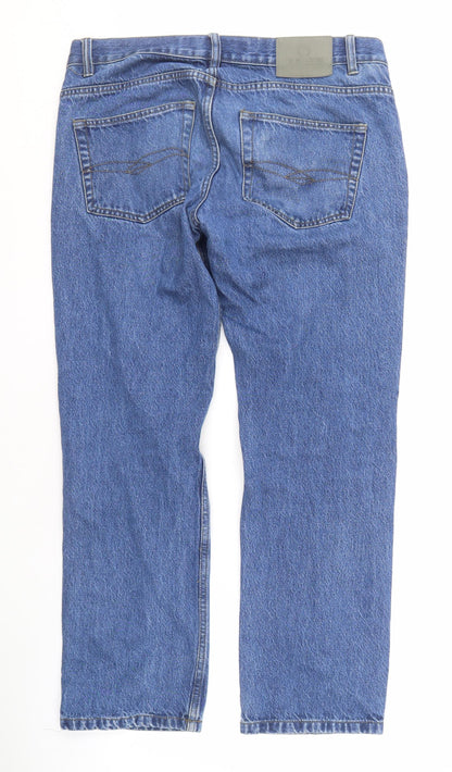 Mens UK Size L Pride & Soul Regular Fit Straight Blue Jeans