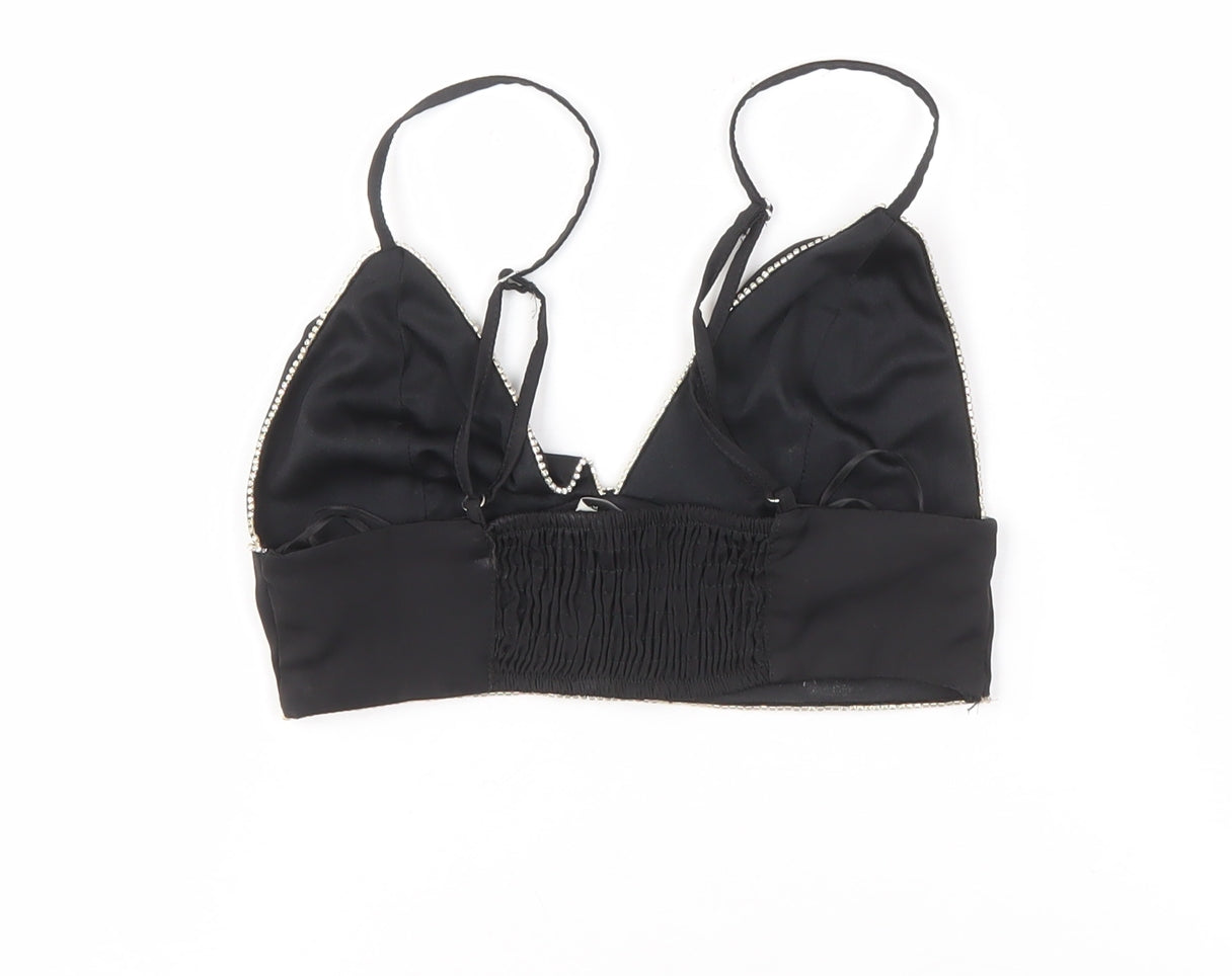 Womens UK Size 12 Pull & Bear Black Camisole Tank