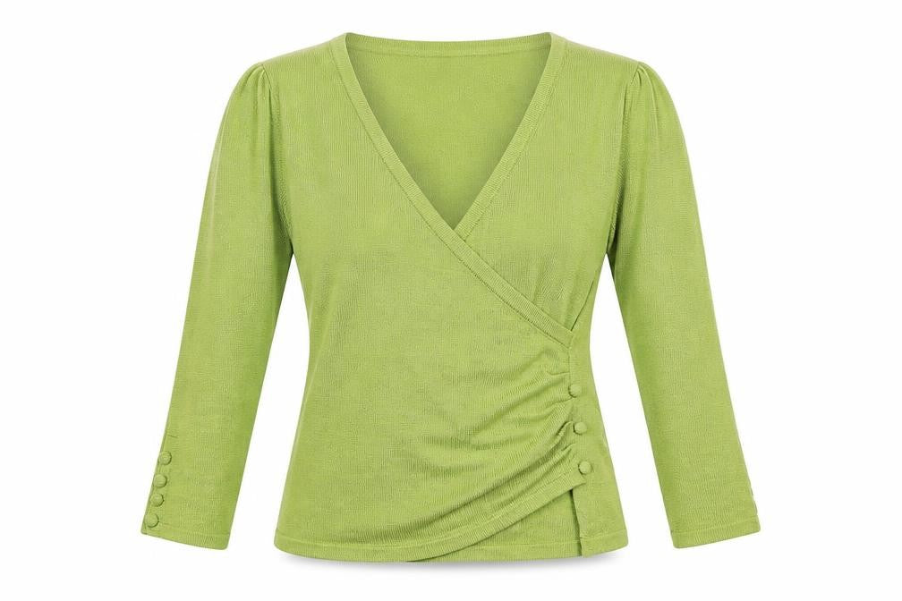 Womens UK Size 12 Laura Ashley Green Wrap Jumper