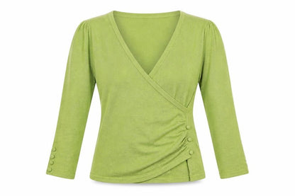 Womens UK Size 12 Laura Ashley Green Wrap Jumper