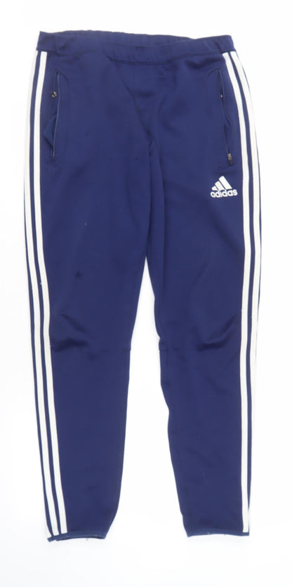 Adidas Men's Blue Track Pants, M, Gym Training Activity