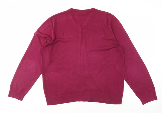 Marks and Spencer Men's Red V-Neck Pullover XL