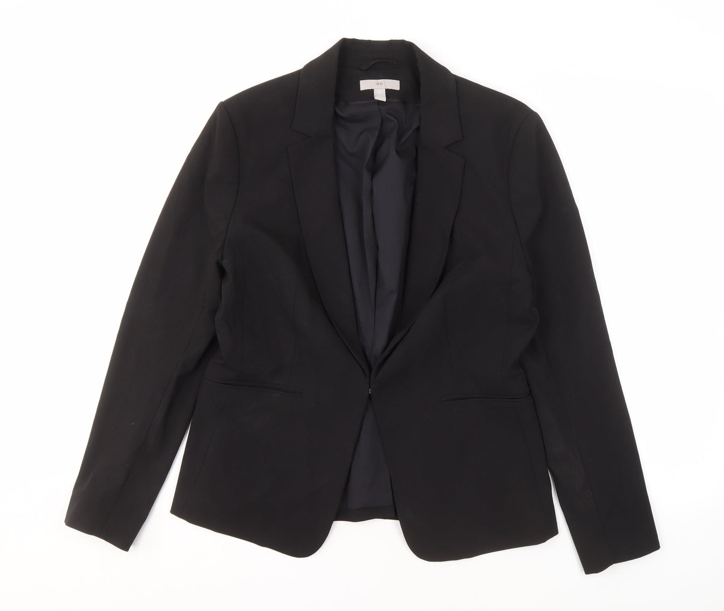 H&M Women's Black Blazer UK 16 Single-Breasted