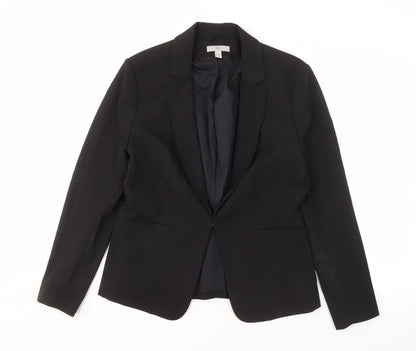 H&M Women's Black Blazer UK 16 Single-Breasted