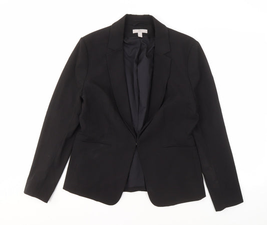 H&M Women's Black Blazer UK 16 Single-Breasted