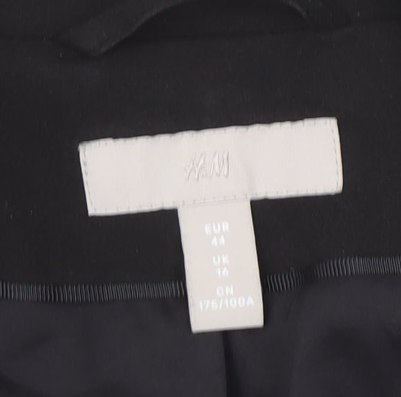 H&M Women's Black Blazer UK 16 Single-Breasted