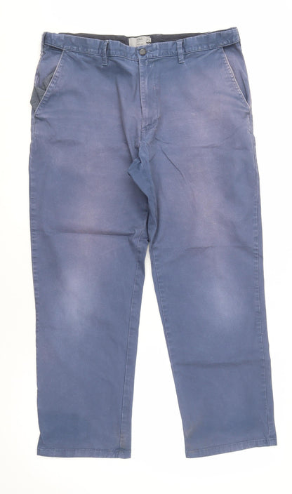 Marks and Spencer Men's Blue Chino Trousers, Size 38 Regular