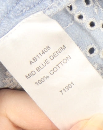 Cotton Traders Women's Blue Embroidered Blouse Size 22